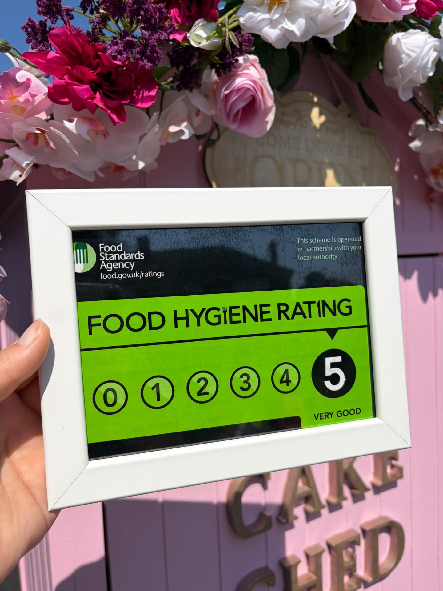 Simple & Sweet Surrey's Food Standards Agency food hygiene rating of 5, very good